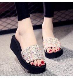 Women's Metallic Sandals Sandals For Women To Wear In Summer Fashionable And Versatile Thick Soled Sloping Heels White $15.55...