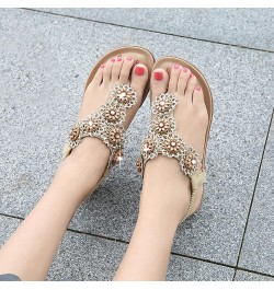 Elastic Band Bead Bohemian Beach Women String Shoes Sandals Ladies Casual Women's Womens Athletic Sandals Size 12 (Beige, 8) ...