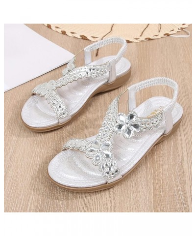 Size 11 Womens Sandals Women Thick Soled Sandals Fashion Bohemian Style Diamond Beach Sandals (Black, 6.5) 7.5 Silver $20.72 ...