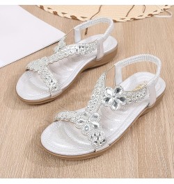 Size 11 Womens Sandals Women Thick Soled Sandals Fashion Bohemian Style Diamond Beach Sandals (Black, 6.5) 7.5 Silver $20.72 ...