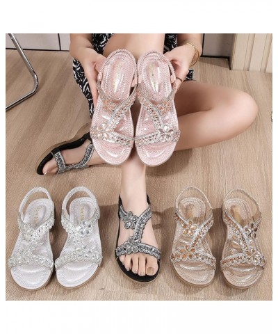 Size 11 Womens Sandals Women Thick Soled Sandals Fashion Bohemian Style Diamond Beach Sandals (Black, 6.5) 7.5 Silver $20.72 ...