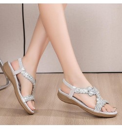 Size 11 Womens Sandals Women Thick Soled Sandals Fashion Bohemian Style Diamond Beach Sandals (Black, 6.5) 7.5 Silver $20.72 ...