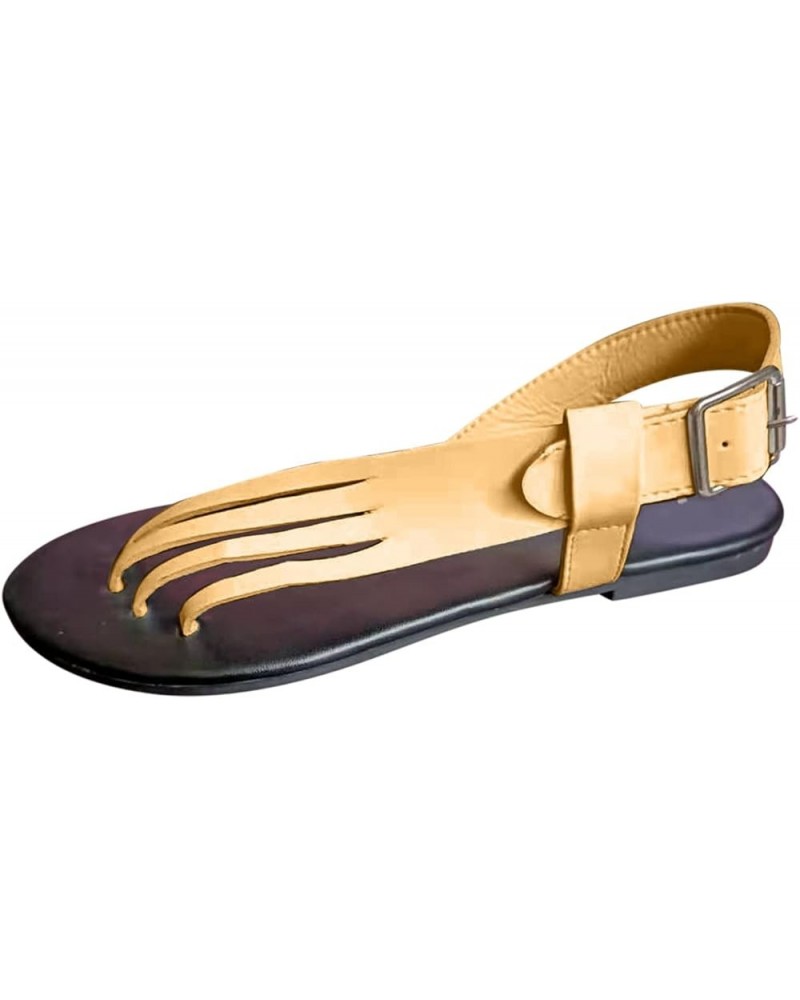 Black Flats For Women Size 12 Womens Flip Flops Size 9 Flats For Women With Strap Leather sandals For Women Dressy San 6-gold...