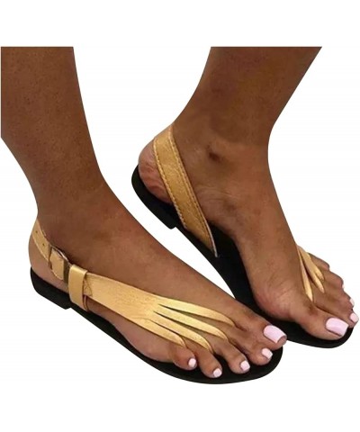 Black Flats For Women Size 12 Womens Flip Flops Size 9 Flats For Women With Strap Leather sandals For Women Dressy San 6-gold...