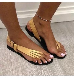 Black Flats For Women Size 12 Womens Flip Flops Size 9 Flats For Women With Strap Leather sandals For Women Dressy San 6-gold...