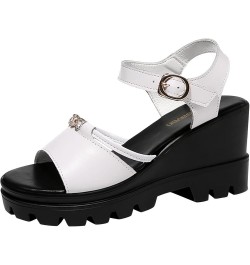 Women's Fashion Casual Solid Color Platform Cross Strap Foot Set Beach Sandals Z 05-white $14.03 Sandals