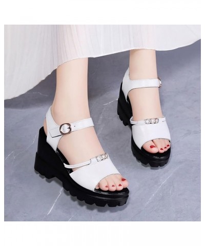 Women's Fashion Casual Solid Color Platform Cross Strap Foot Set Beach Sandals Z 05-white $14.03 Sandals