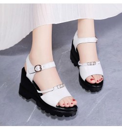 Women's Fashion Casual Solid Color Platform Cross Strap Foot Set Beach Sandals Z 05-white $14.03 Sandals