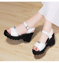 Women's Fashion Casual Solid Color Platform Cross Strap Foot Set Beach Sandals Z 05-white $14.03 Sandals