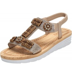 Women's Wedges Platform Sandals Summer Vintage Rhinestone Sandals with Thick Soles for Women Wearing Casual Beach Sandals (Co...