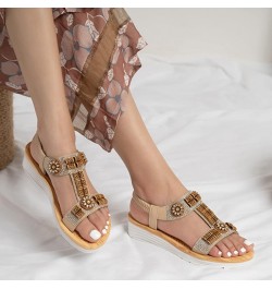 Women's Wedges Platform Sandals Summer Vintage Rhinestone Sandals with Thick Soles for Women Wearing Casual Beach Sandals (Co...