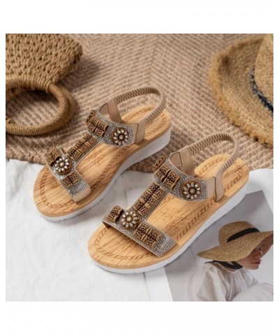 Women's Wedges Platform Sandals Summer Vintage Rhinestone Sandals with Thick Soles for Women Wearing Casual Beach Sandals (Co...