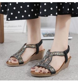 platform wedge Slipper for women, Summer Womens Open Toe Platform Casual Shoes Solid Color Zipper Wedges Sandals Z 04-black $...