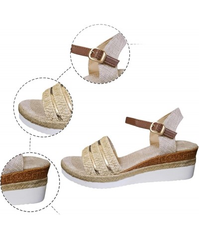 Women Shoes Heels Sandals Women's Summer Fashion Roman Wedge Sandals With Fish Mouth Sandals Womens Clear Sandals Size 8 Beig...