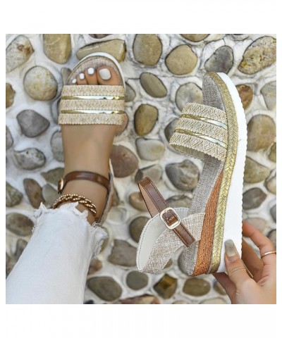 Women Shoes Heels Sandals Women's Summer Fashion Roman Wedge Sandals With Fish Mouth Sandals Womens Clear Sandals Size 8 Beig...