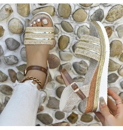 Women Shoes Heels Sandals Women's Summer Fashion Roman Wedge Sandals With Fish Mouth Sandals Womens Clear Sandals Size 8 Beig...