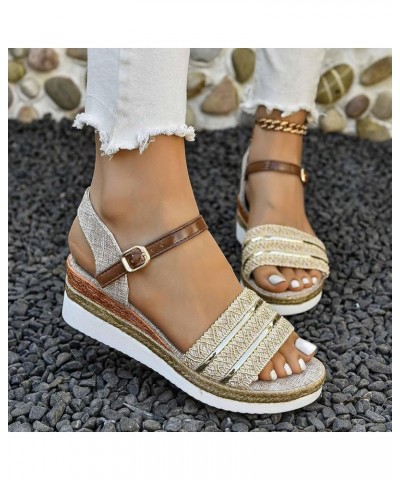 Women Shoes Heels Sandals Women's Summer Fashion Roman Wedge Sandals With Fish Mouth Sandals Womens Clear Sandals Size 8 Beig...