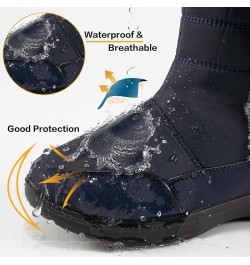 Snow Boots for Women Winter: Waterproof Lightweight Mid Calf Boots - Warm Fur Lined Outdoor Womens Boots With Zipper Dark Blu...