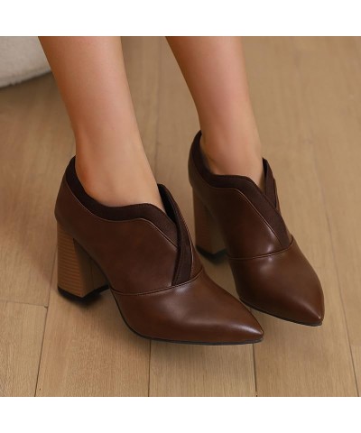 Women Shoes High Heel Booties Fall Winter Short Boots Loafers Brown Green Ankle Boots Black White Burgundy Plus Size 5-13 Bro...