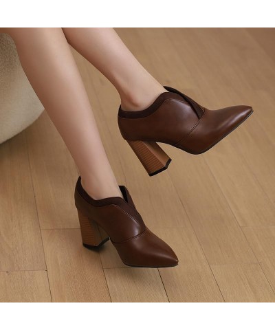 Women Shoes High Heel Booties Fall Winter Short Boots Loafers Brown Green Ankle Boots Black White Burgundy Plus Size 5-13 Bro...