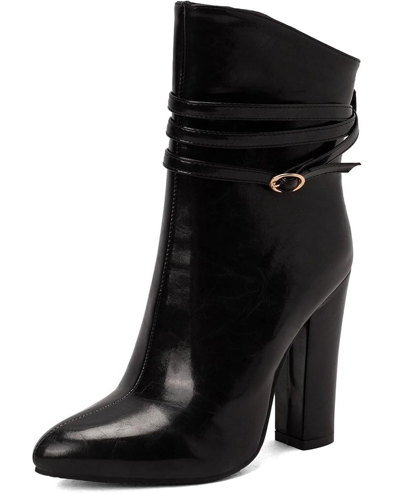 Women's Sexy Chunky Heel Ankle Boots, Block Heel Booties, Side Zipper Dress Fashion Boots Black 2 $33.53 Boots