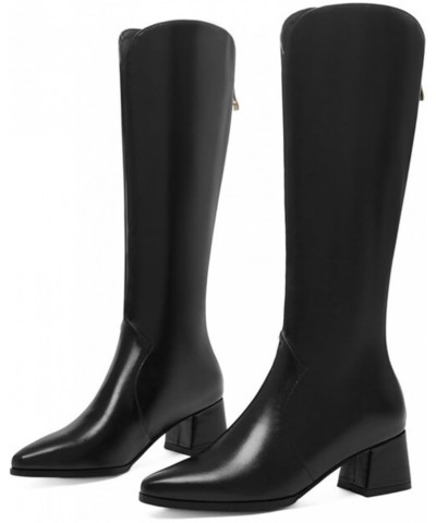 5CM/1.96IN Autumn And Winter Pointed Toe Mid-Heel High Boots Large Size Knee-High Boots Black $26.70 Boots