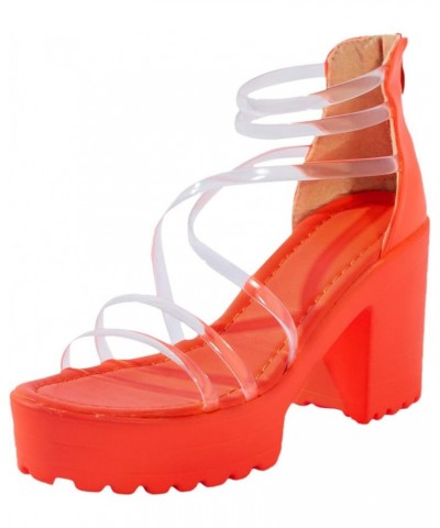 Womens Platform Espadrille Wedges Open Toe High Heel Sandals with Ankle Strap Buckle Up Shoes Qf2-orange $16.27 Outdoor Shoes