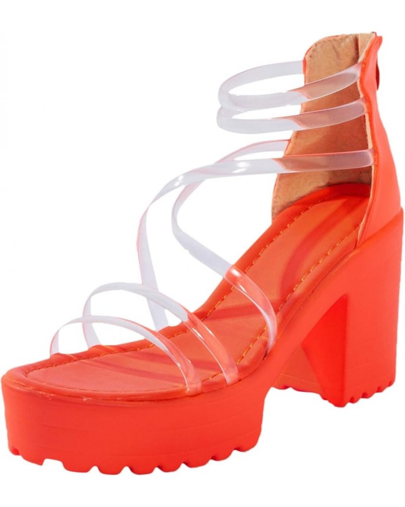 Womens Platform Espadrille Wedges Open Toe High Heel Sandals with Ankle Strap Buckle Up Shoes Qf2-orange $16.27 Outdoor Shoes