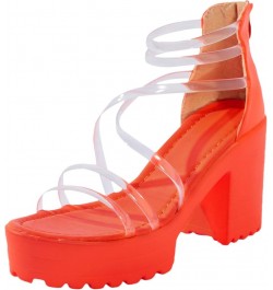 Womens Platform Espadrille Wedges Open Toe High Heel Sandals with Ankle Strap Buckle Up Shoes Qf2-orange $16.27 Outdoor Shoes