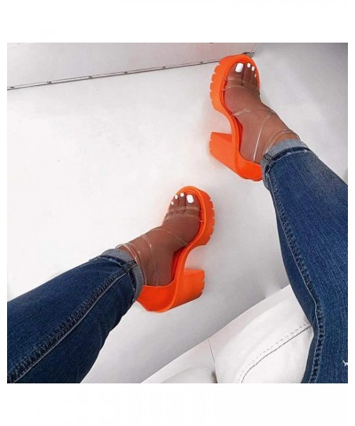 Womens Platform Espadrille Wedges Open Toe High Heel Sandals with Ankle Strap Buckle Up Shoes Qf2-orange $16.27 Outdoor Shoes