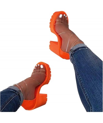 Womens Platform Espadrille Wedges Open Toe High Heel Sandals with Ankle Strap Buckle Up Shoes Qf2-orange $16.27 Outdoor Shoes