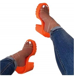 Womens Platform Espadrille Wedges Open Toe High Heel Sandals with Ankle Strap Buckle Up Shoes Qf2-orange $16.27 Outdoor Shoes