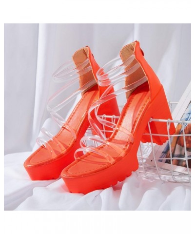 Womens Platform Espadrille Wedges Open Toe High Heel Sandals with Ankle Strap Buckle Up Shoes Qf2-orange $16.27 Outdoor Shoes