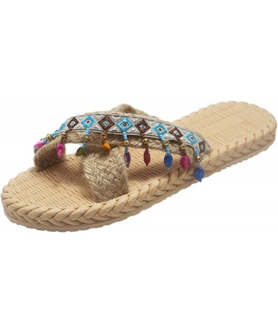 Imitation Woven Flip and Straw Slippers Beach Summer Spring and Flat Women Sandals Flops Women's Slipper Womens Slippers Memo...