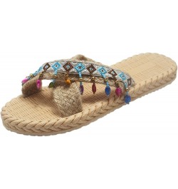 Imitation Woven Flip and Straw Slippers Beach Summer Spring and Flat Women Sandals Flops Women's Slipper Womens Slippers Memo...