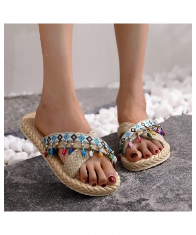 Imitation Woven Flip and Straw Slippers Beach Summer Spring and Flat Women Sandals Flops Women's Slipper Womens Slippers Memo...