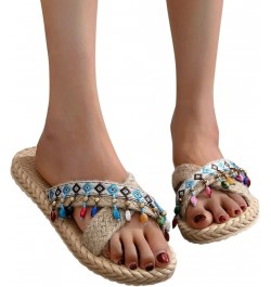 Imitation Woven Flip and Straw Slippers Beach Summer Spring and Flat Women Sandals Flops Women's Slipper Womens Slippers Memo...