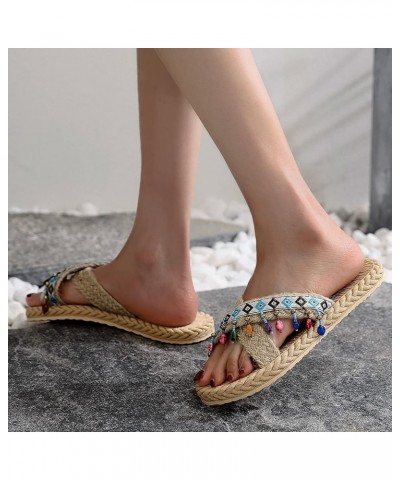 Imitation Woven Flip and Straw Slippers Beach Summer Spring and Flat Women Sandals Flops Women's Slipper Womens Slippers Memo...