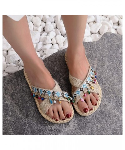 Imitation Woven Flip and Straw Slippers Beach Summer Spring and Flat Women Sandals Flops Women's Slipper Womens Slippers Memo...