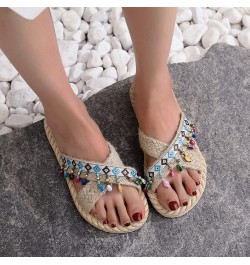 Imitation Woven Flip and Straw Slippers Beach Summer Spring and Flat Women Sandals Flops Women's Slipper Womens Slippers Memo...