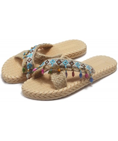 Imitation Woven Flip and Straw Slippers Beach Summer Spring and Flat Women Sandals Flops Women's Slipper Womens Slippers Memo...