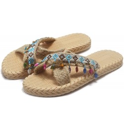 Imitation Woven Flip and Straw Slippers Beach Summer Spring and Flat Women Sandals Flops Women's Slipper Womens Slippers Memo...