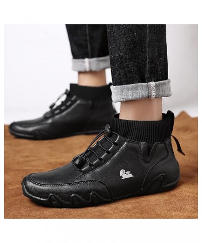 Mens Shoes High Top Elastic Band Sport Shoes Fashion Casual Shoes Plus Size Ankle Boots Womens Running Shoes Black $33.91 Fas...