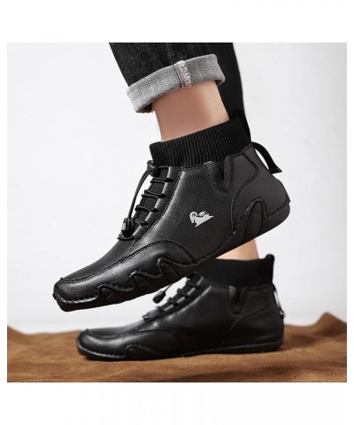 Mens Shoes High Top Elastic Band Sport Shoes Fashion Casual Shoes Plus Size Ankle Boots Womens Running Shoes Black $33.91 Fas...