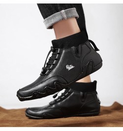 Mens Shoes High Top Elastic Band Sport Shoes Fashion Casual Shoes Plus Size Ankle Boots Womens Running Shoes Black $33.91 Fas...