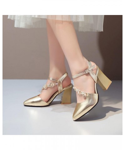 High Heels 5Cm/1.96Inch Women's Pointed Toe Chunky Heels Party Evening Dress High Heels Prom Gold $28.91 Pumps