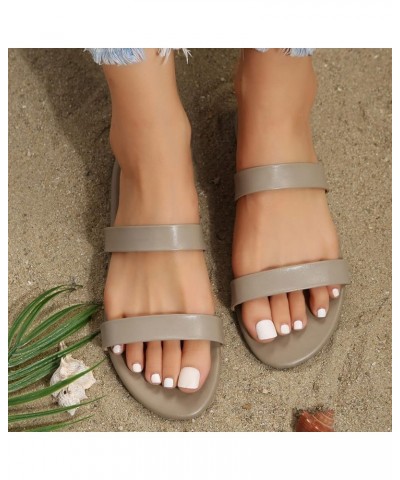 Women's Strappy Heels Strappy Lace-Up Ankle Strap Slippers Flip Flops Pump Sandals Seaside Classic Slide Sandals Grey $12.95 ...