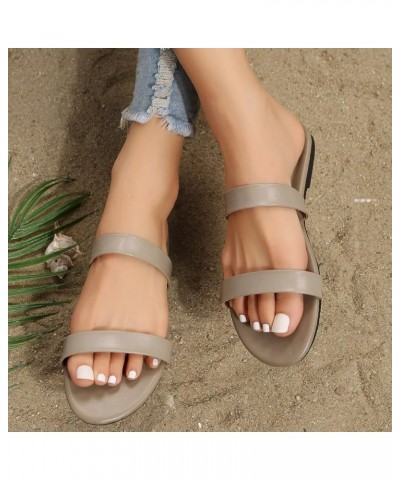 Women's Strappy Heels Strappy Lace-Up Ankle Strap Slippers Flip Flops Pump Sandals Seaside Classic Slide Sandals Grey $12.95 ...