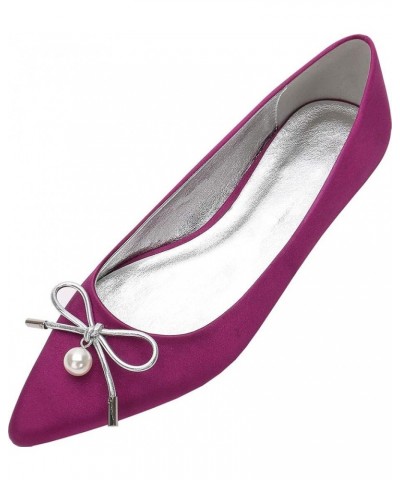 Womens Pearl Flats for Wedding Bow Flat Shoes Pointed Toe Slip On Purple $29.19 Flats