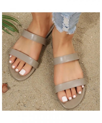 Women's Strappy Heels Strappy Lace-Up Ankle Strap Slippers Flip Flops Pump Sandals Seaside Classic Slide Sandals Grey $12.95 ...